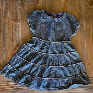 Like new! Kid /girl denim dress 4T, dark blue with pink detail thread stitching.